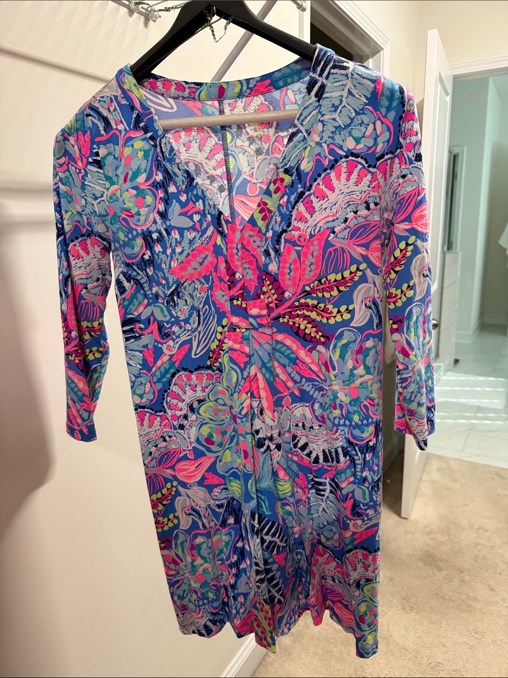 Lilly Pulitzer Seafoam Blue & Pink Floral Print Top
